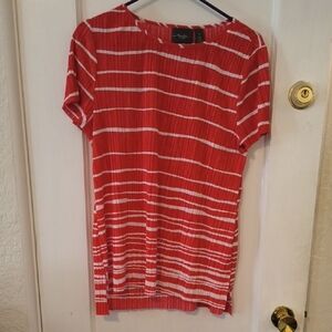 Chico's | Vibrant Red and White Striped Tee